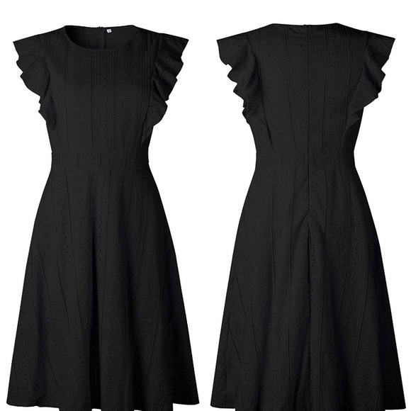 Black Cap Sleeve Midi Dress - Picture 1 of 4